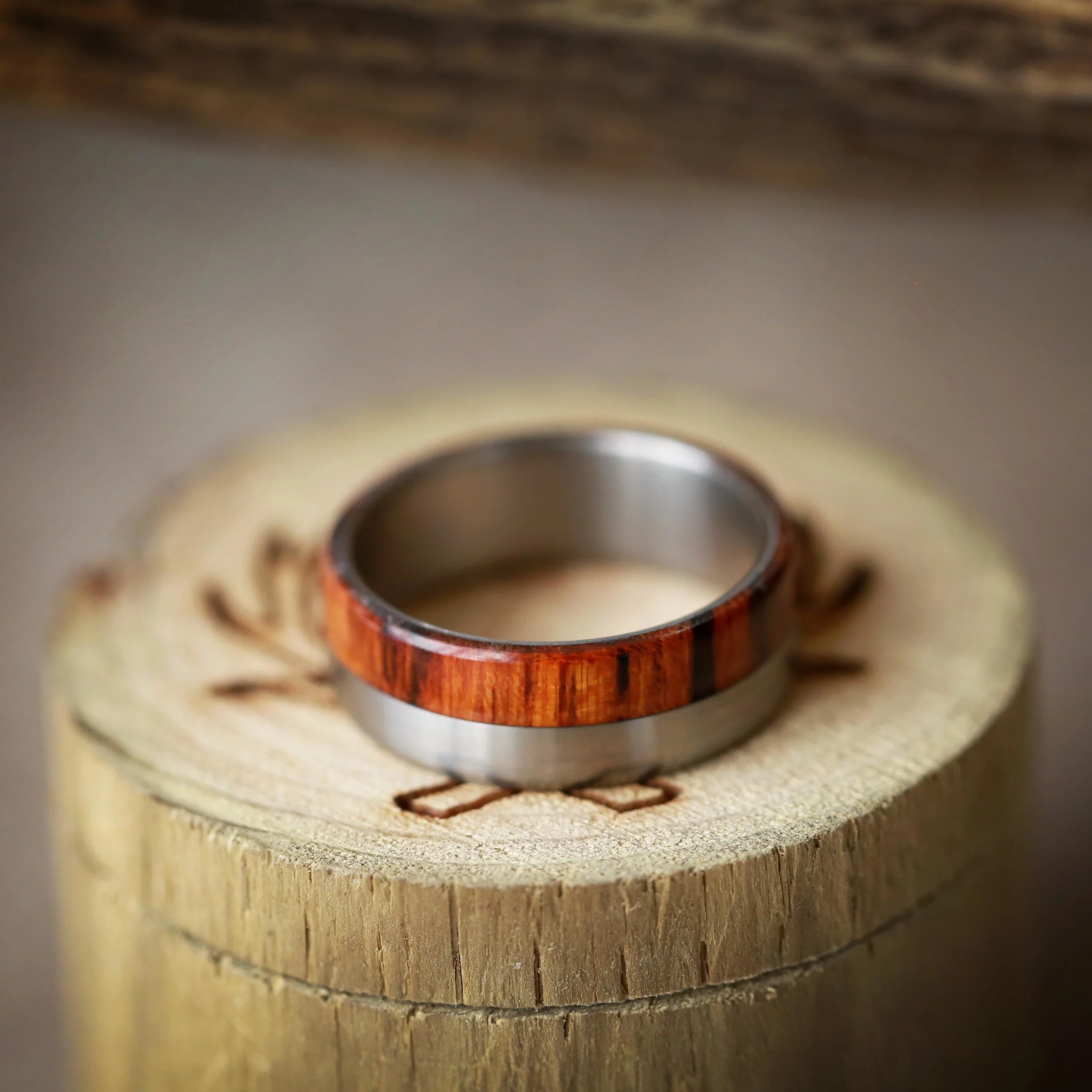 Ironwood Wedding Ring for Men by Staghead Designs.