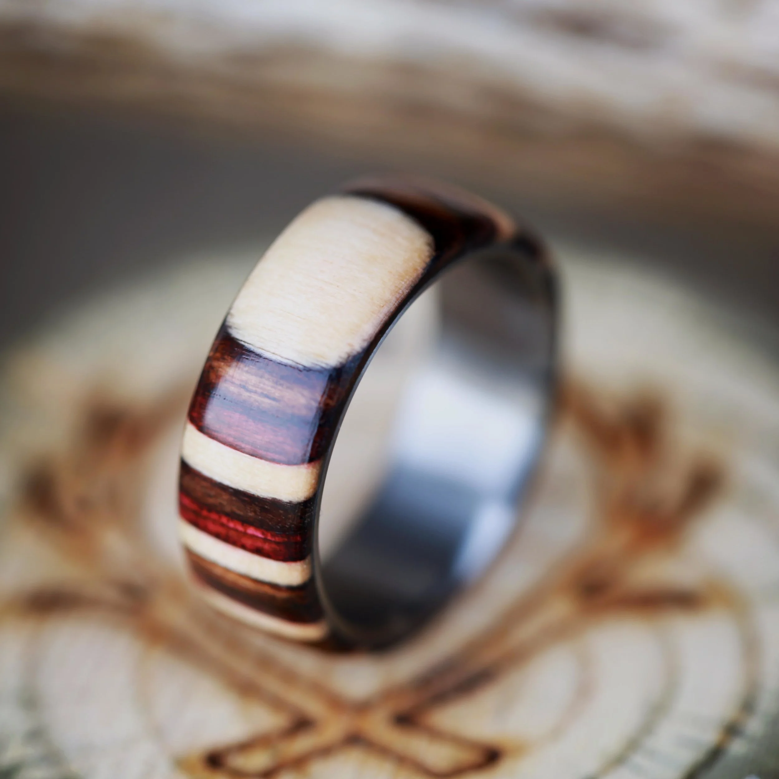 Made to Order Birch Wood Ring with Dyed Colors. Handcrafted by Staghead Designs.