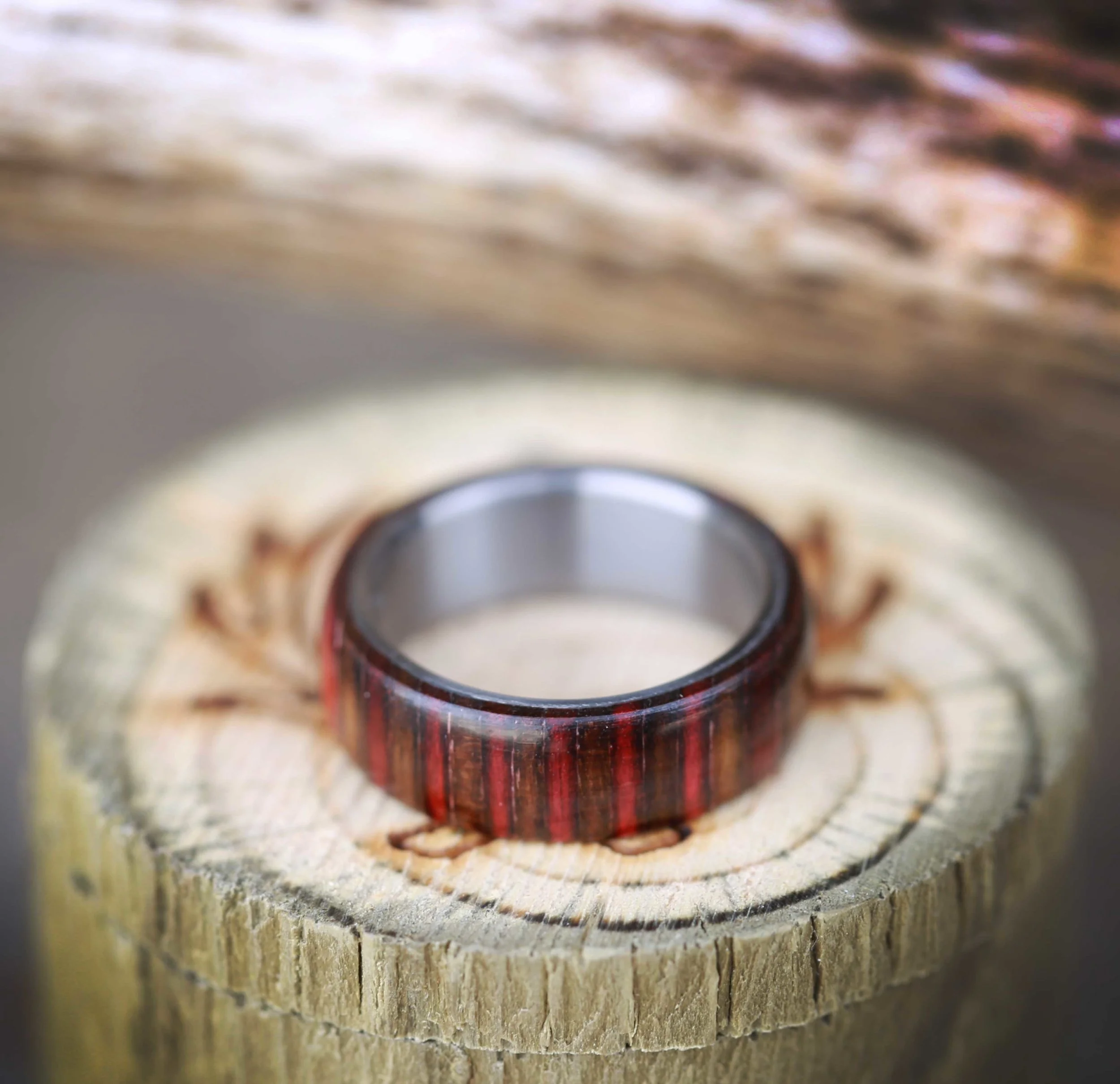 Custom Made Wood Wedding Band for Men. Handcrafted by Staghead Designs.