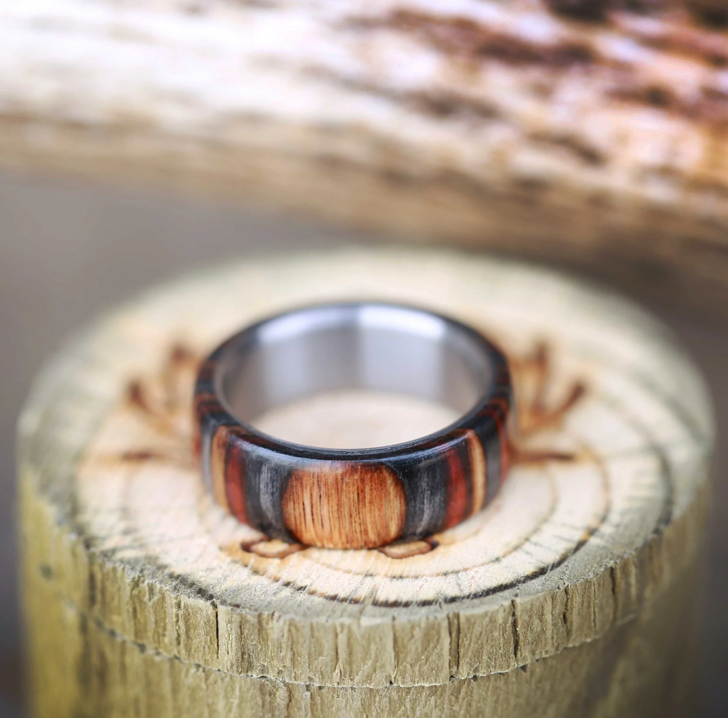 Birch Wood Wedding Ring for Men. Handcrafted by Staghead Designs.