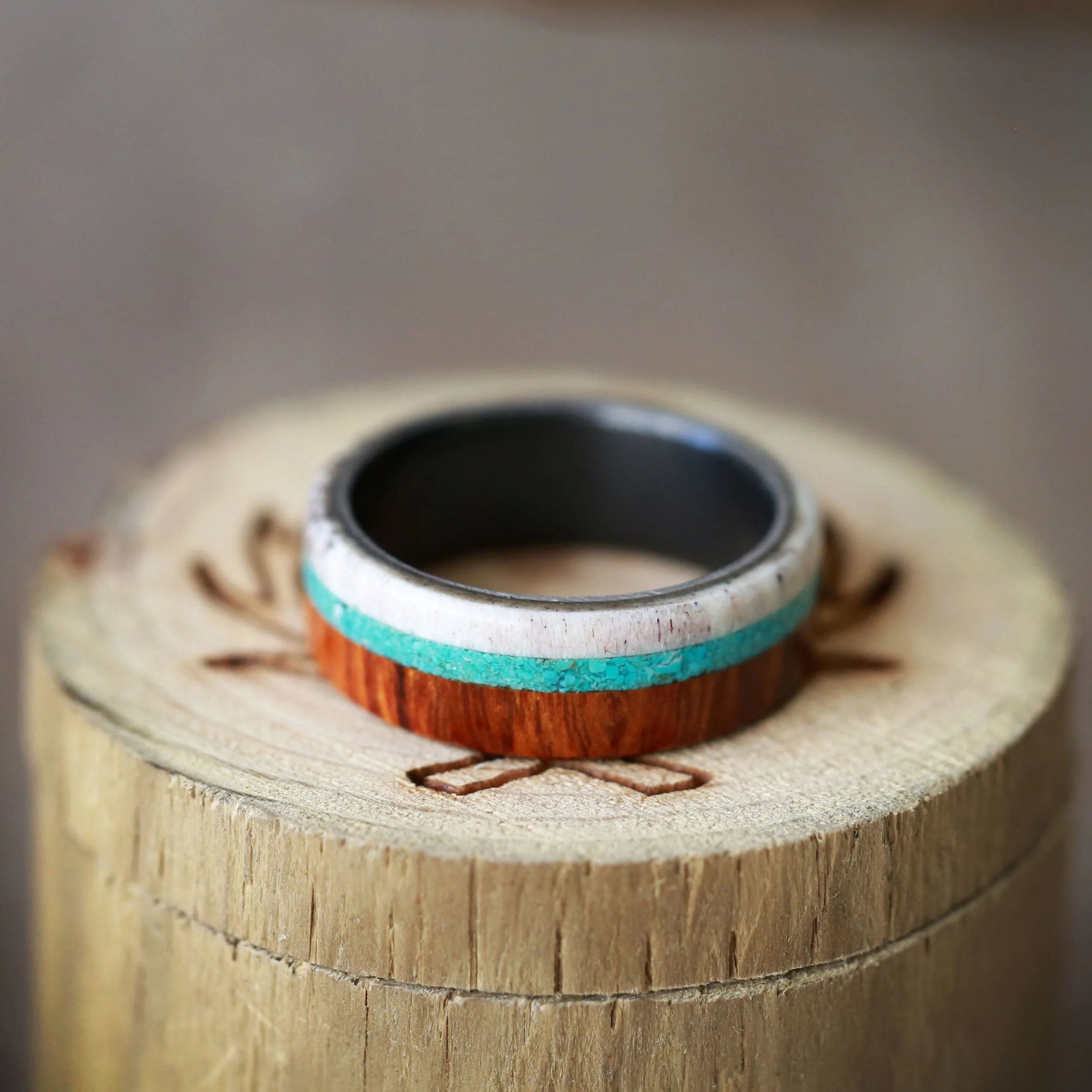 Made to Order Men's Wedding Ring with Turquoise. Handcrafted by Staghead Designs.