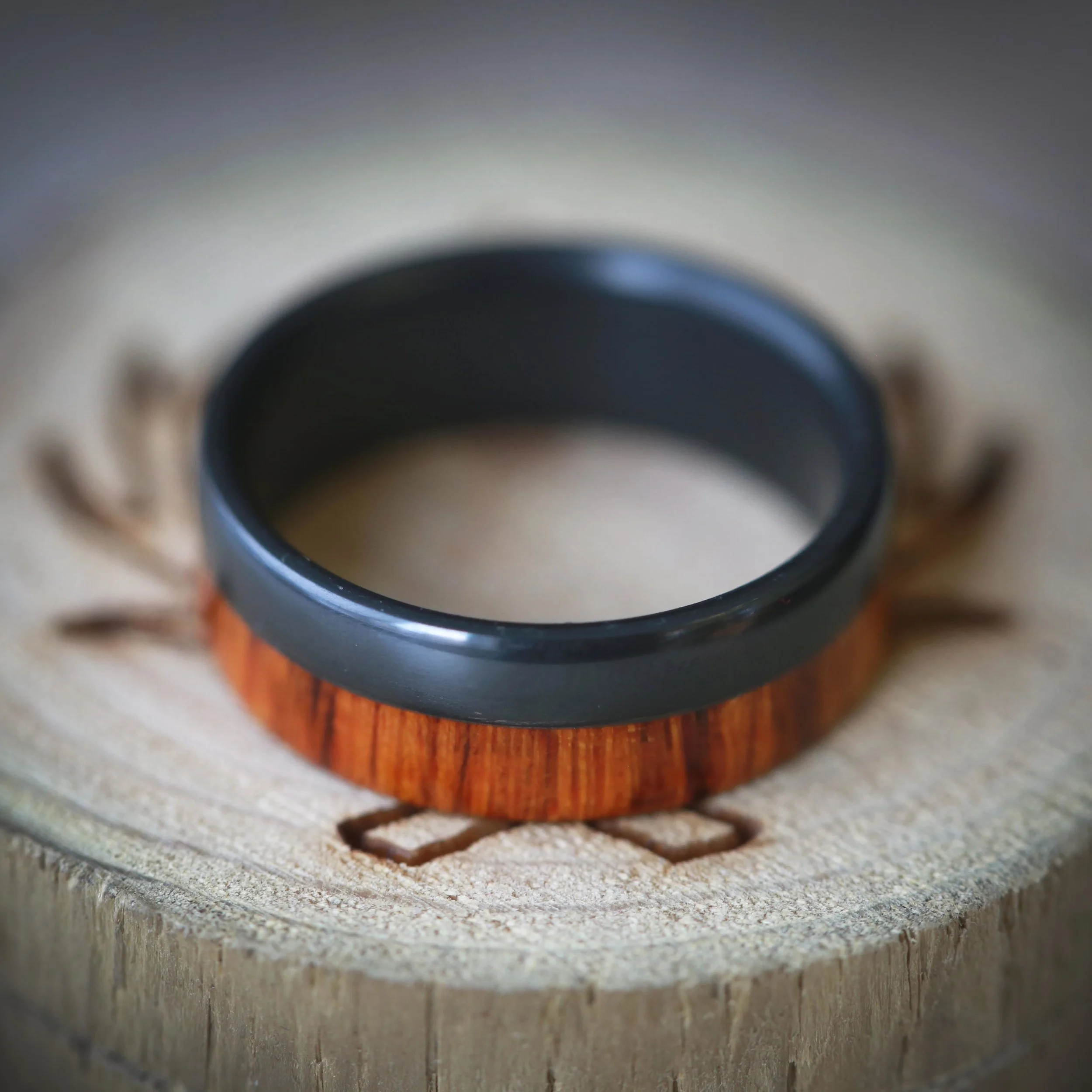 Black Wedding Band for Men. Handcrafted by Staghead Designs.
