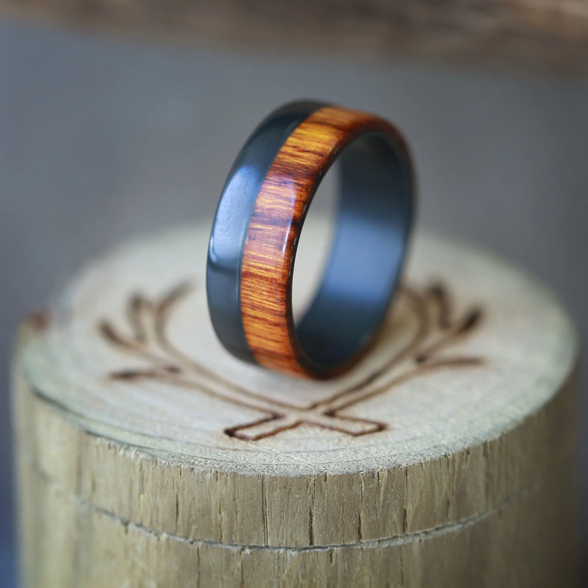 Ironwood Wedding Ring for Men by Staghead Designs.