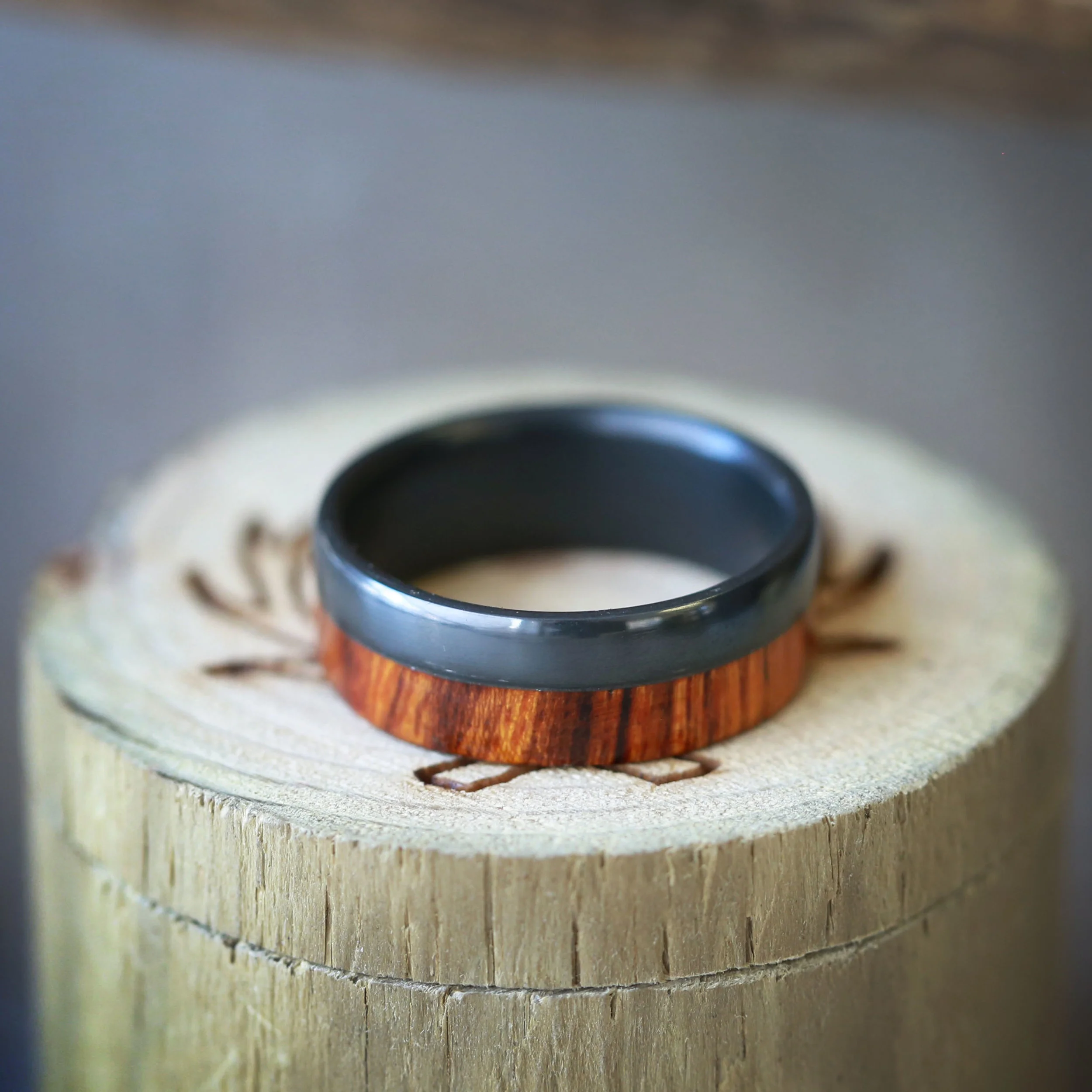 Ironwood Wedding Ring for Men by Staghead Designs.