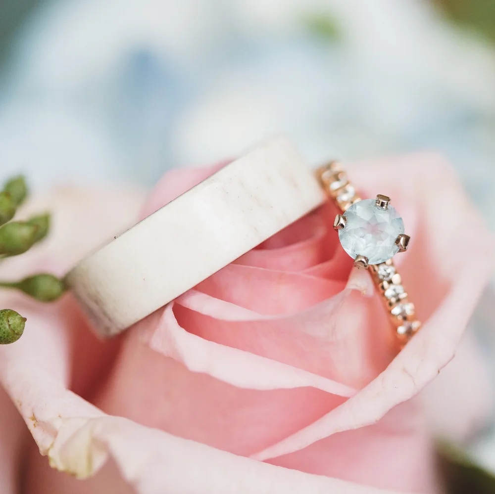 Antler & Gold Wedding Ring for Men by Staghead Designs. Photo taken by Ellen Adams Photography.