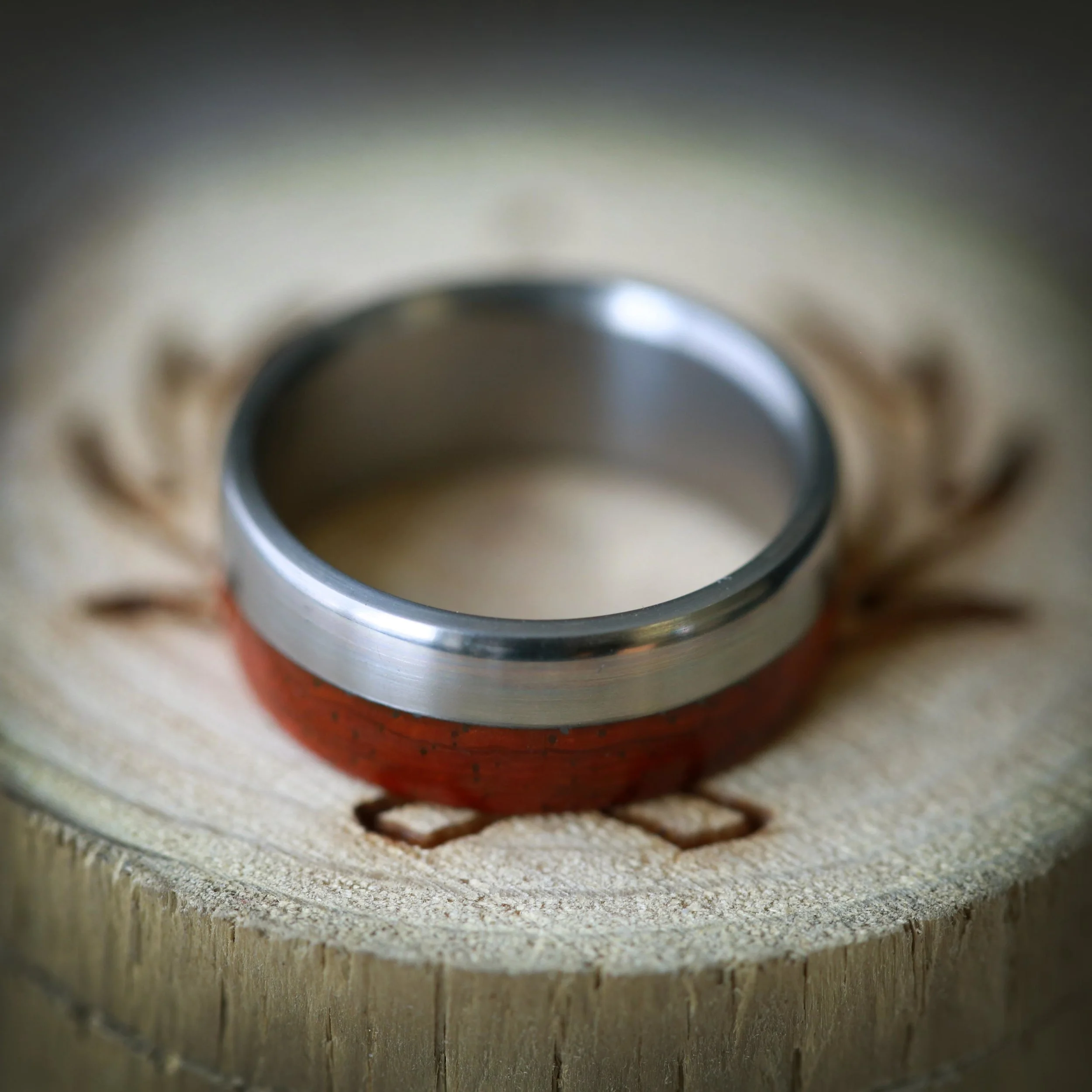 Made to Order Wedding Ring with Custom Materials. Handcrafted by Staghead Designs.