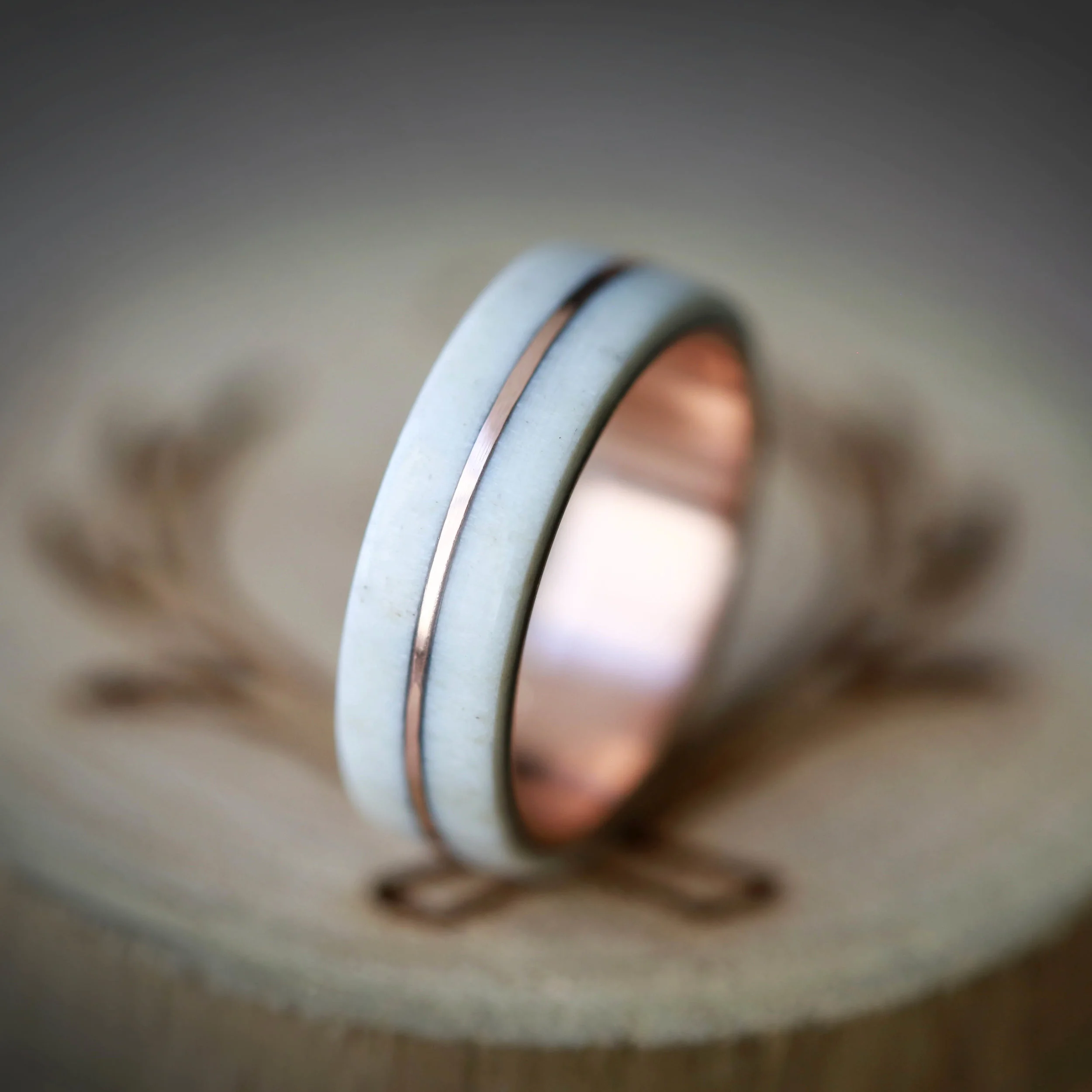 Custom Made Elk Antler Wedding Ring. Handcrafted by Staghead Designs.