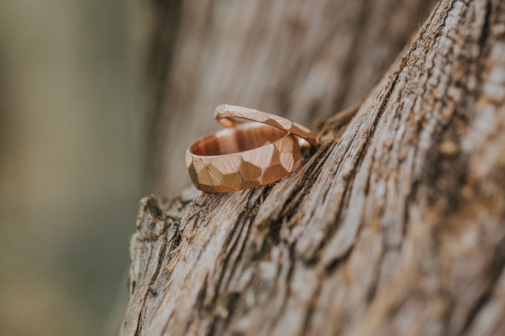 Unique Wedding Ring Set by Staghead Designs. Photo by Olive Birch Photography.