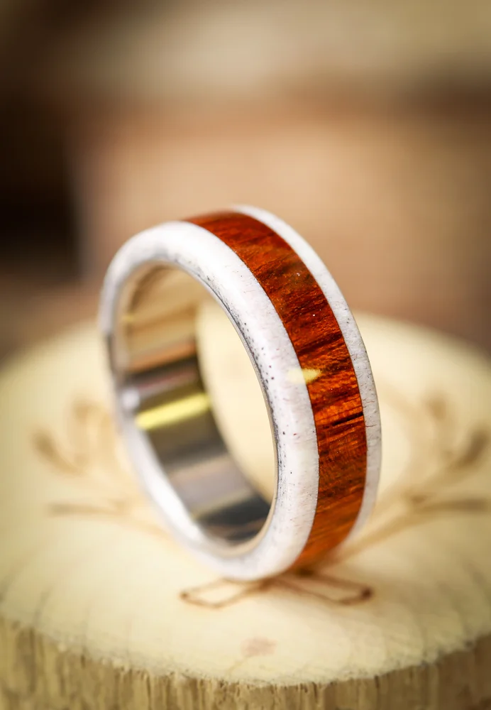 Wood and Antler Wedding Band, Men's Antler Ring, Antler Ring, Wood Ring, Unique Men's Wedding Band, Handcrafted By Staghead Designs