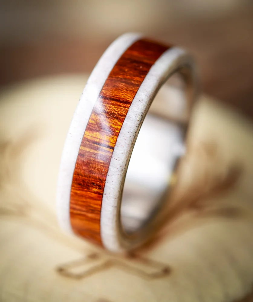 Wood and Antler Wedding Band, Men's Antler Ring, Antler Ring, Wood Ring, Unique Men's Wedding Band, Handcrafted By Staghead Designs