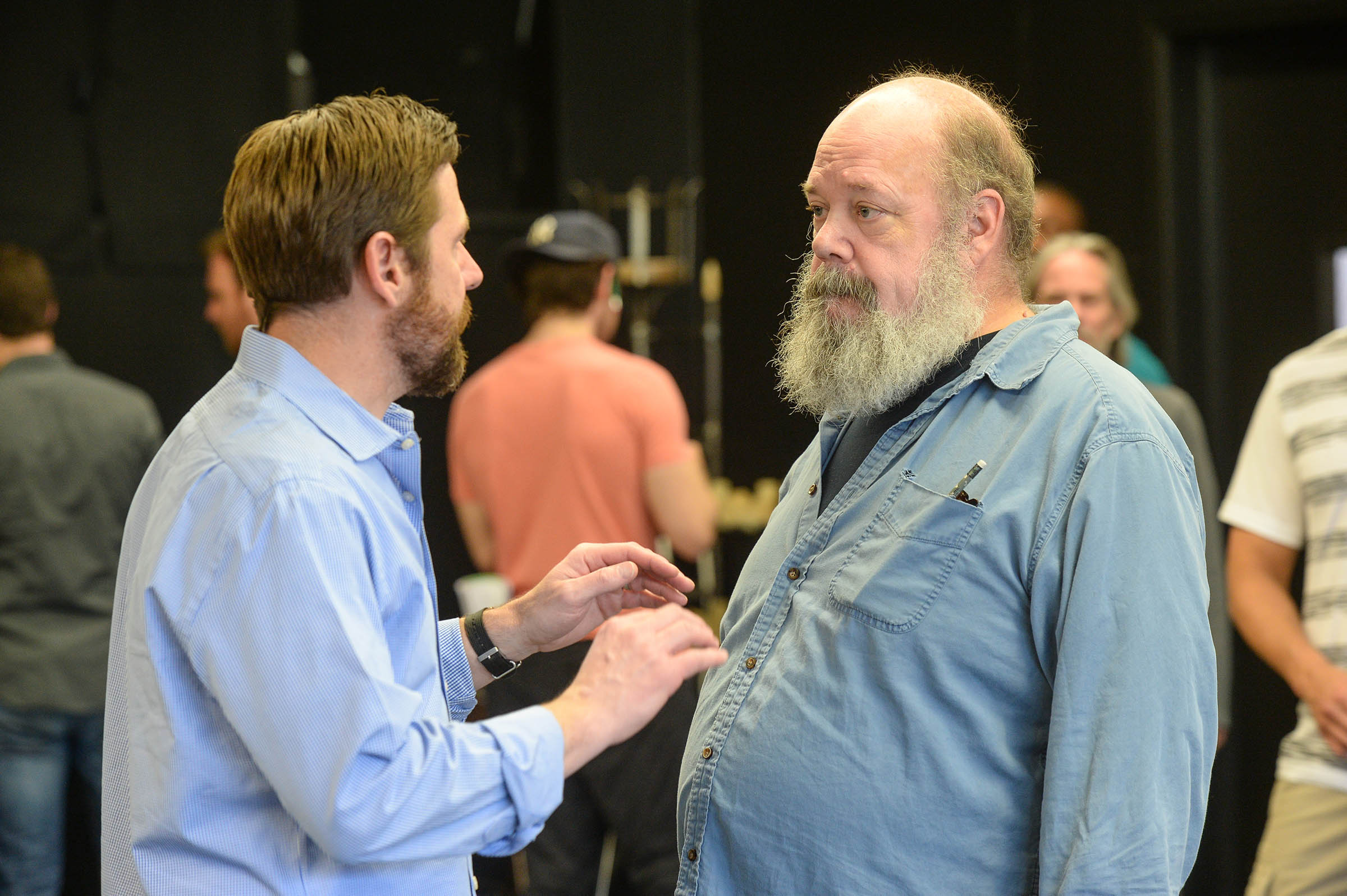 Getting notes in rehearsal from Director Brian Vaughn