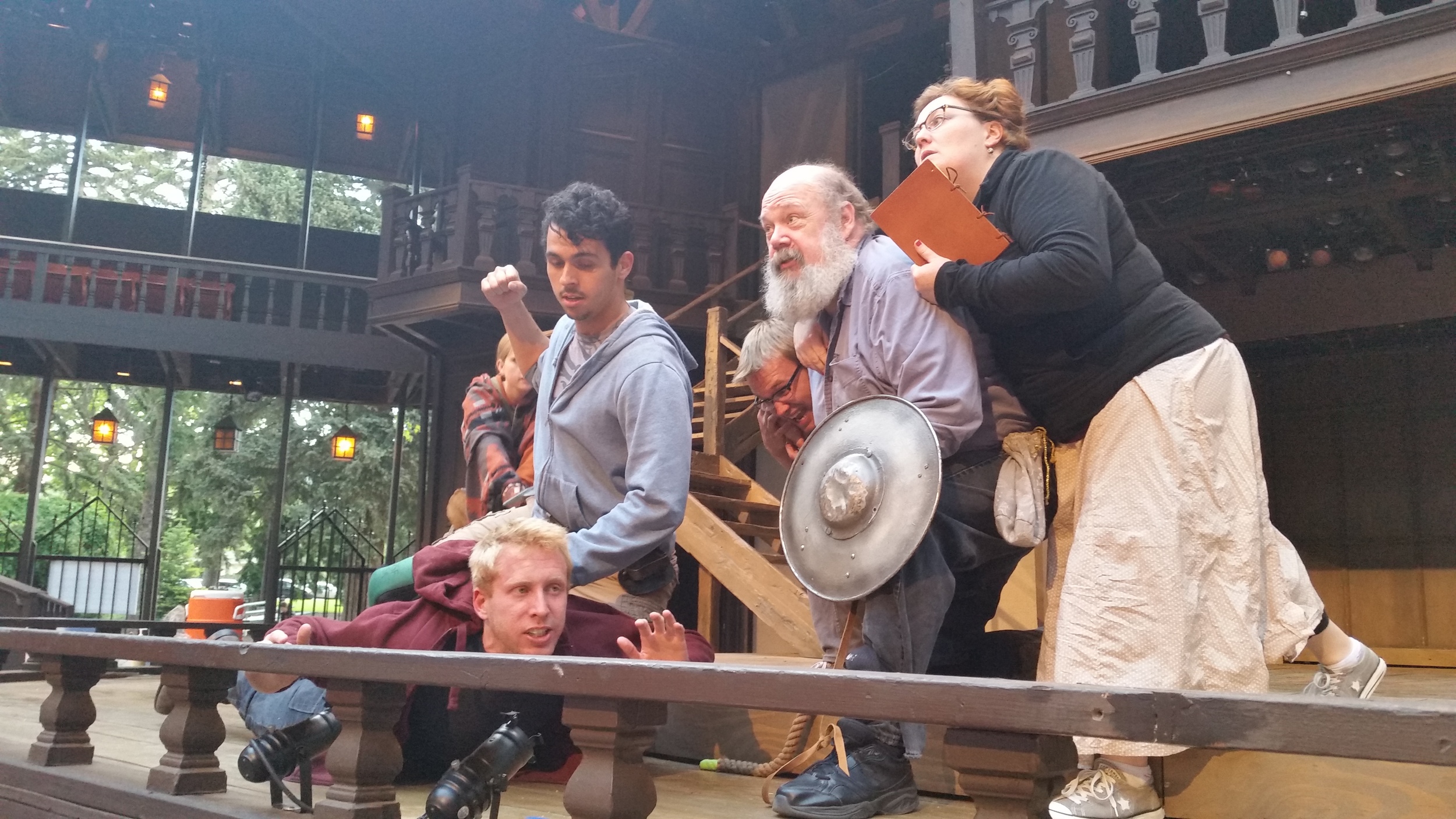 Rehearsing a fight.