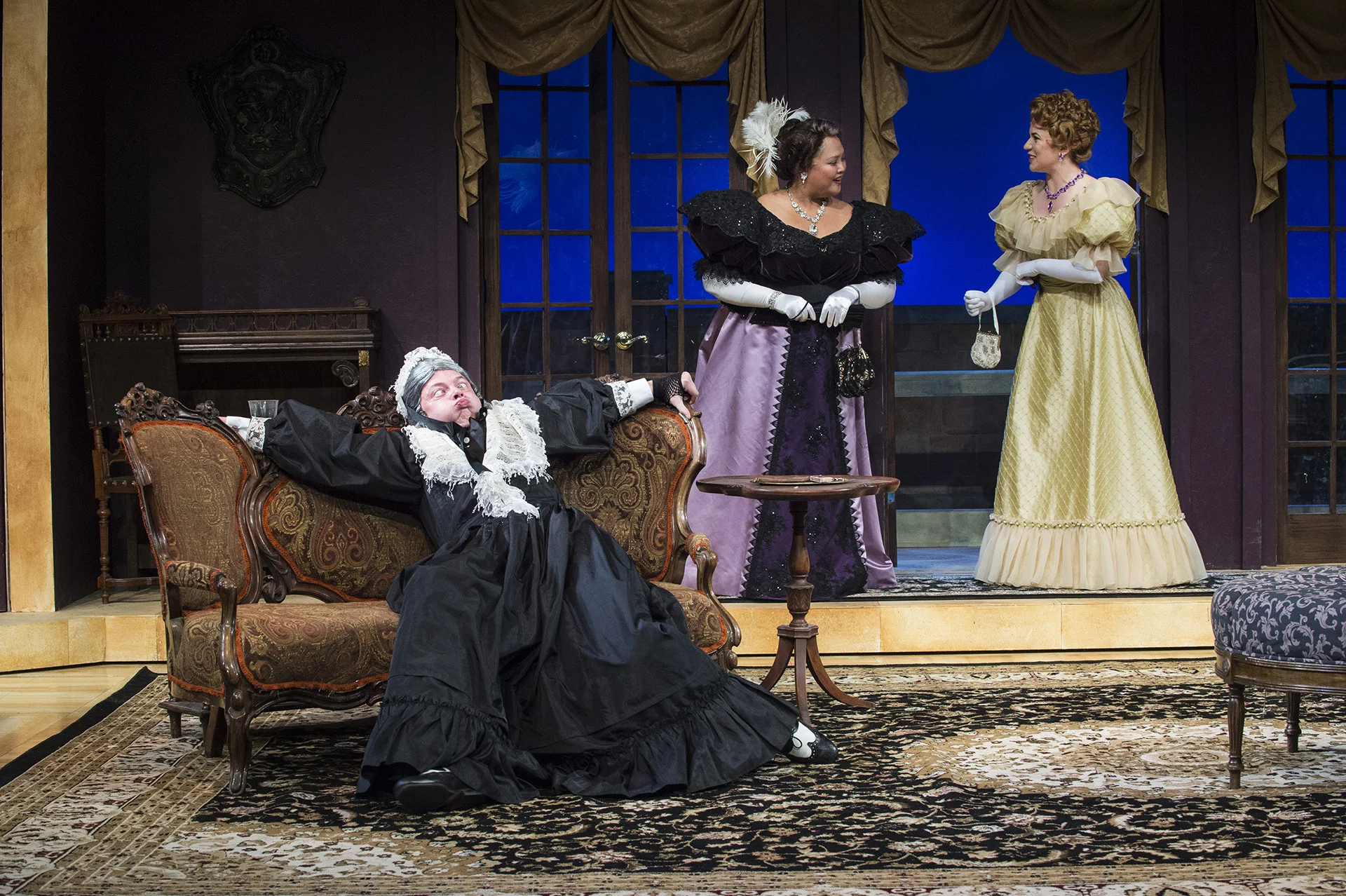 Michael Doherty (Lord Fancourt Babberley), Christine Jugueta (Donna Lucia d’ Alvadorez) and Allie Babich (Ela Delahay).