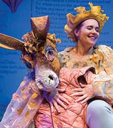 Alexis Baigue (left) as Bottom and Marla Lefler as Titania in the Festival’s 2017 touring production of A Midsummer Night’s Dream. 