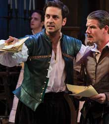 Quinn Mattfeld (left) as Will Shakespeare and Jeb Burris as Ned Alleyn