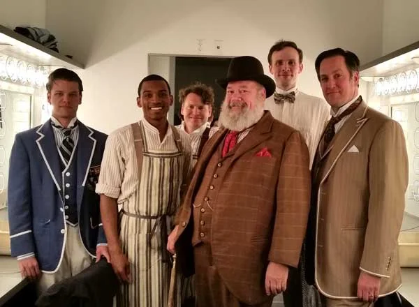 Some of the actors in The Merry Wives of Windsor pose backstage before the show.