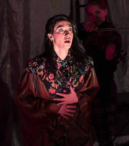 Stefanie Resnick (left) as Lady Macbeth and Jennifer Vosters as Malcolm in the Festival’s 2019 Shakespeare-in-the-Schools production of Macbeth