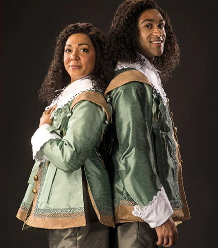Sarah Hollis (left) as Viola and Tristan Turner as Sebastian in Twelfth Night .