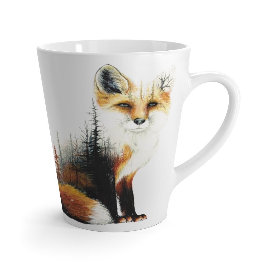 Red Fox Latte Mug - Ceramic Mug - Coffee Cup - Original Artwork Print