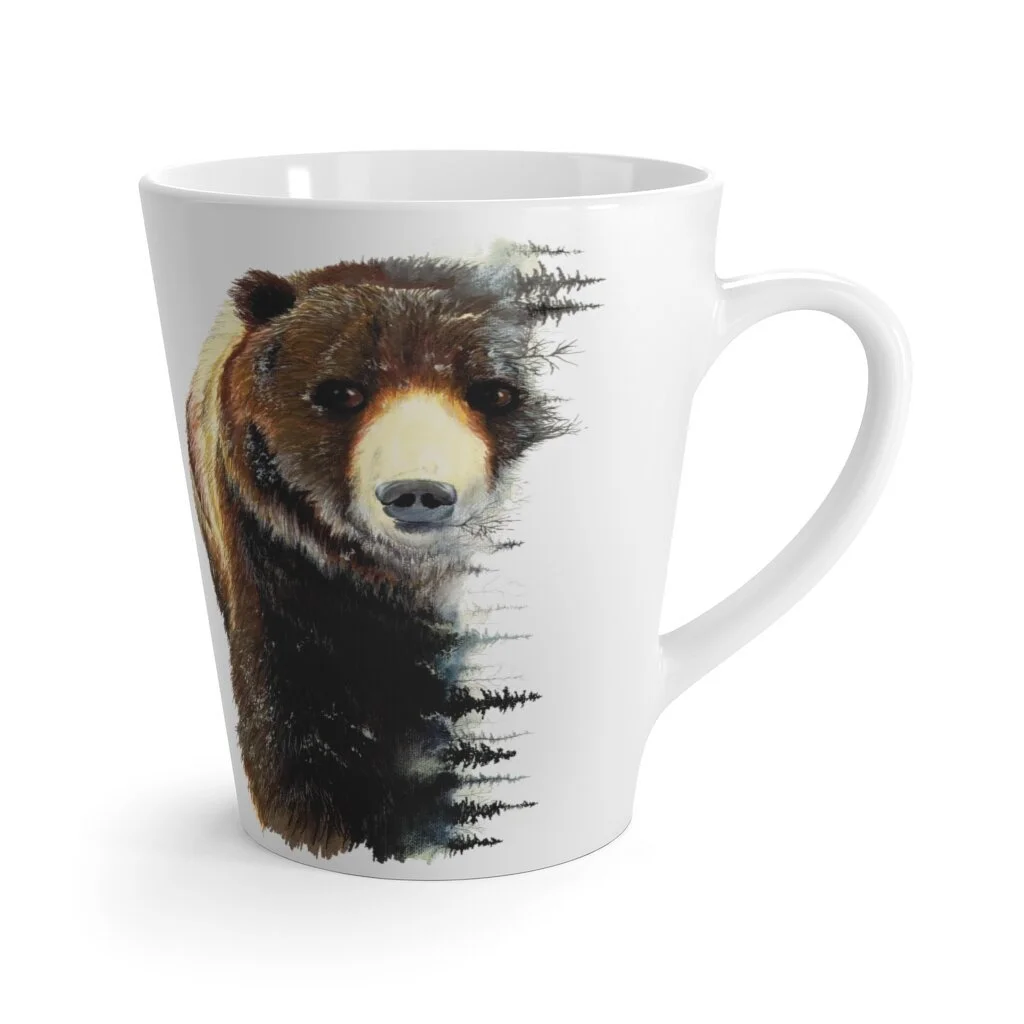 Brown Bear Latte Mug - Ceramic Mug - Coffee Cup - Original Artwork Print