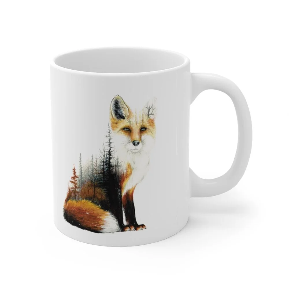 Ceramic Red Fox Mug - 11oz Coffee Mug - Ceramic Mugs - Original Artwork Print
