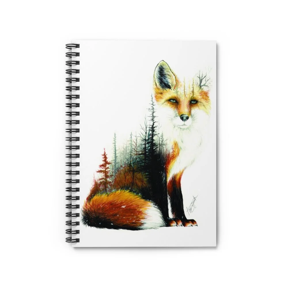 Red Fox Spiral Notebook - Journals - Ruled Line - Double Exposure - Original Art Print Cover
