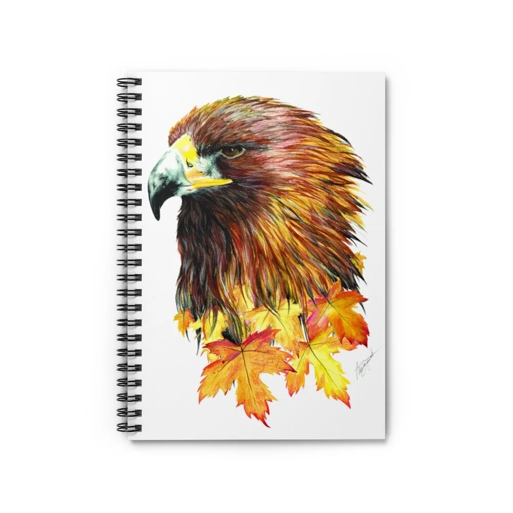 Golden Eagle Spiral Notebook - Journals - Ruled Line - Double Exposure - Original Art Print Cover