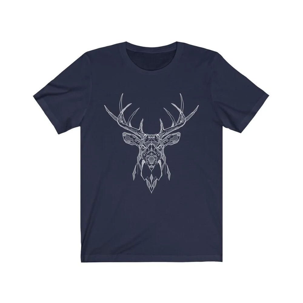 Geometric Deer Jersey Short Sleeve Tee - Geometric Art - Rustic Shirt