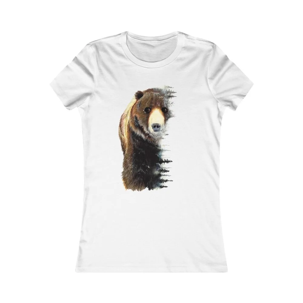 Brown Bear Women's Fitted Tee Shirt - Women's Tee Shirts - Original Artwork Print