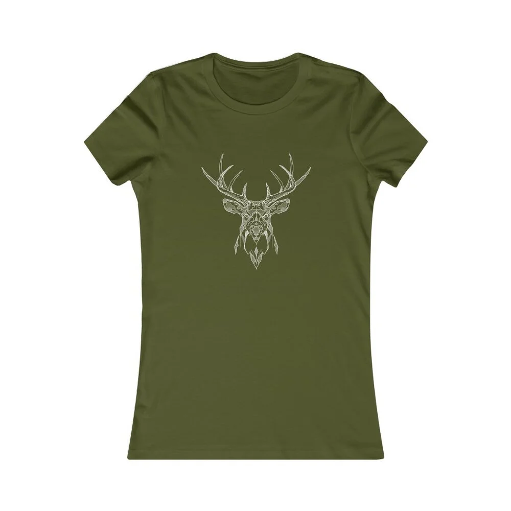 Geometric Deer Jersey Short Sleeve Tee - Geometric Art - Rustic Shirts
