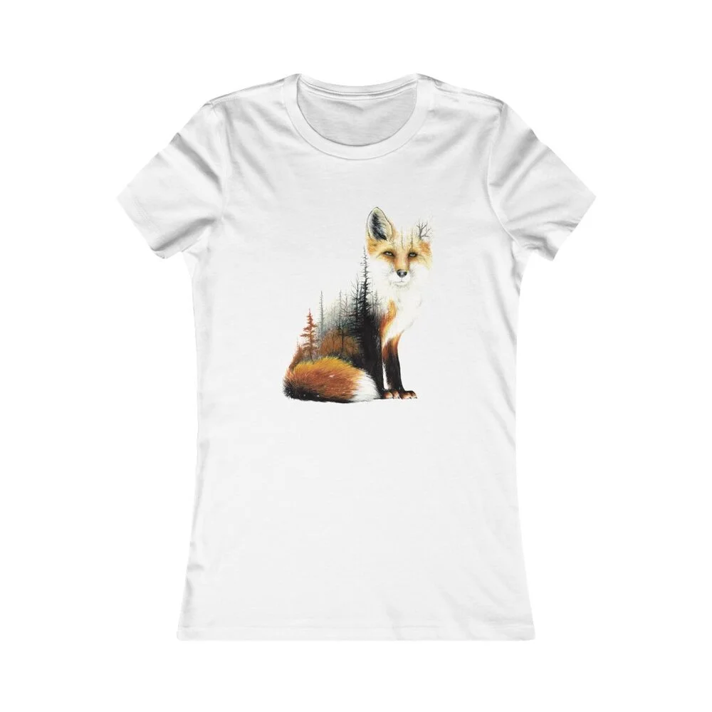 Red Fox Women's Fitted Tee Shirt - Women's Tee Shirts - Original Artwork Print
