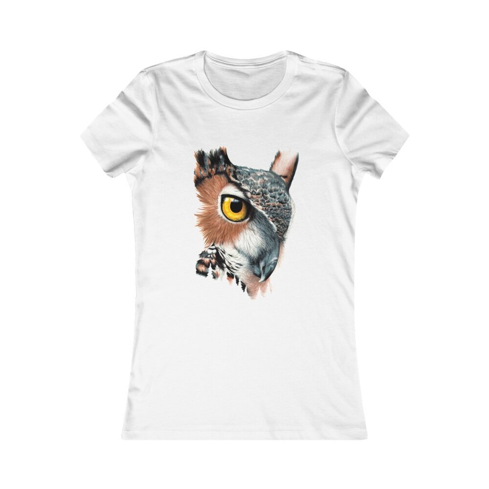 Great Horned Owl Women's Fitted Tee Shirt - Women's Tee Shirts - Original Artwork Print