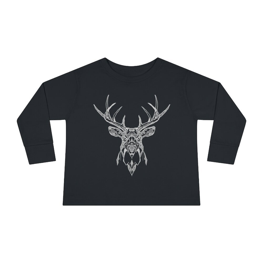 Geometric Deer Toddler Long Sleeve Tee - Kids Long Sleeve Shirt - Rustic Shirt