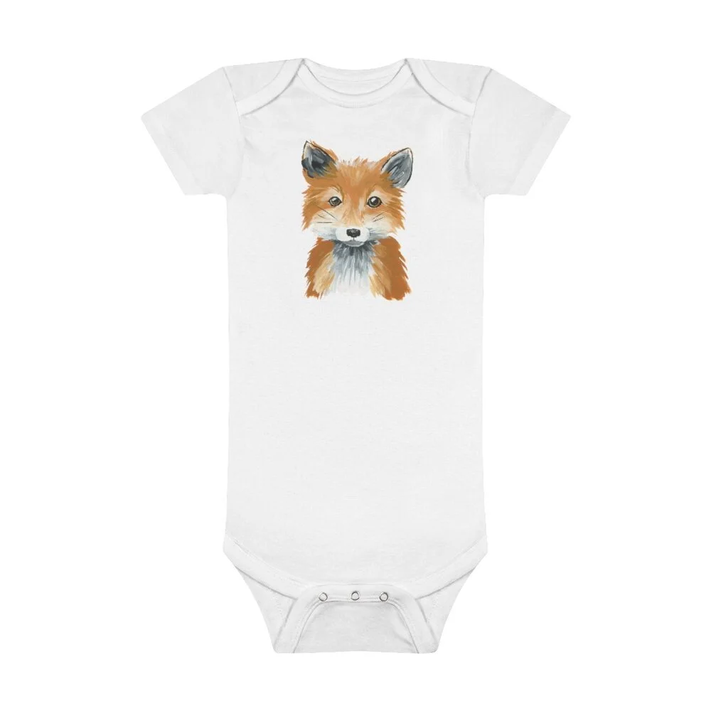 Infant's Red Fox Short Sleeve Onesie - Infant Onesies - Baby Clothing - Newborn Clothes