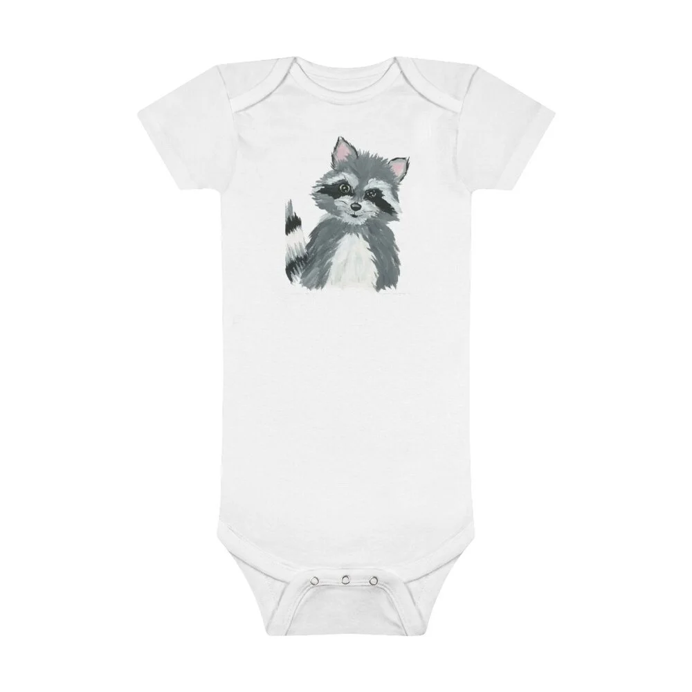 Infant's Racoon Short Sleeve Onesie - Infant Onesies - Baby Clothing - Newborn Clothes