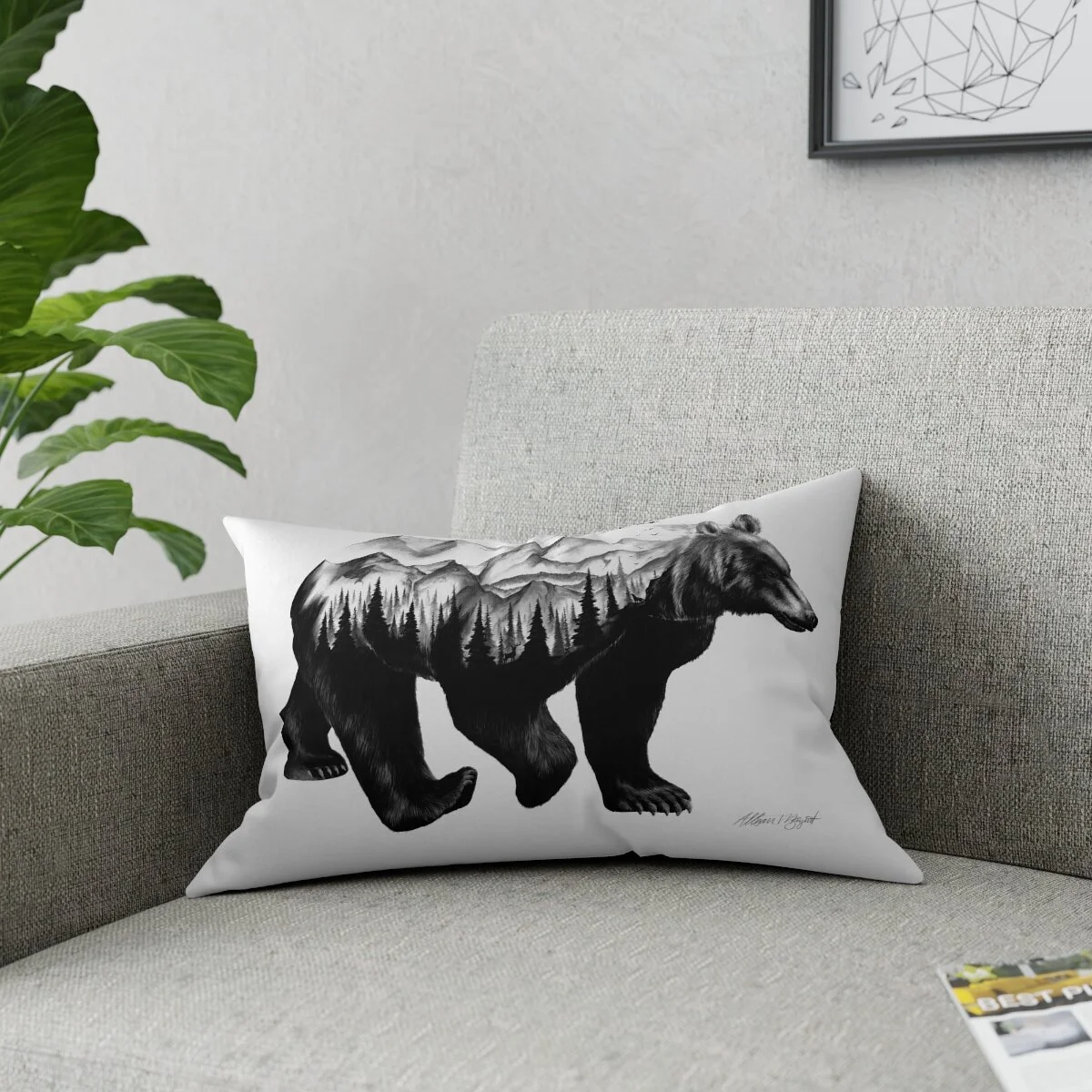 Black Bear Throw Pillow, Bear Broadcloth Pillow, Farmhouse Pillow, Bear Throw  Pillow, Rustic Couch Pillows — BRYANT BARN