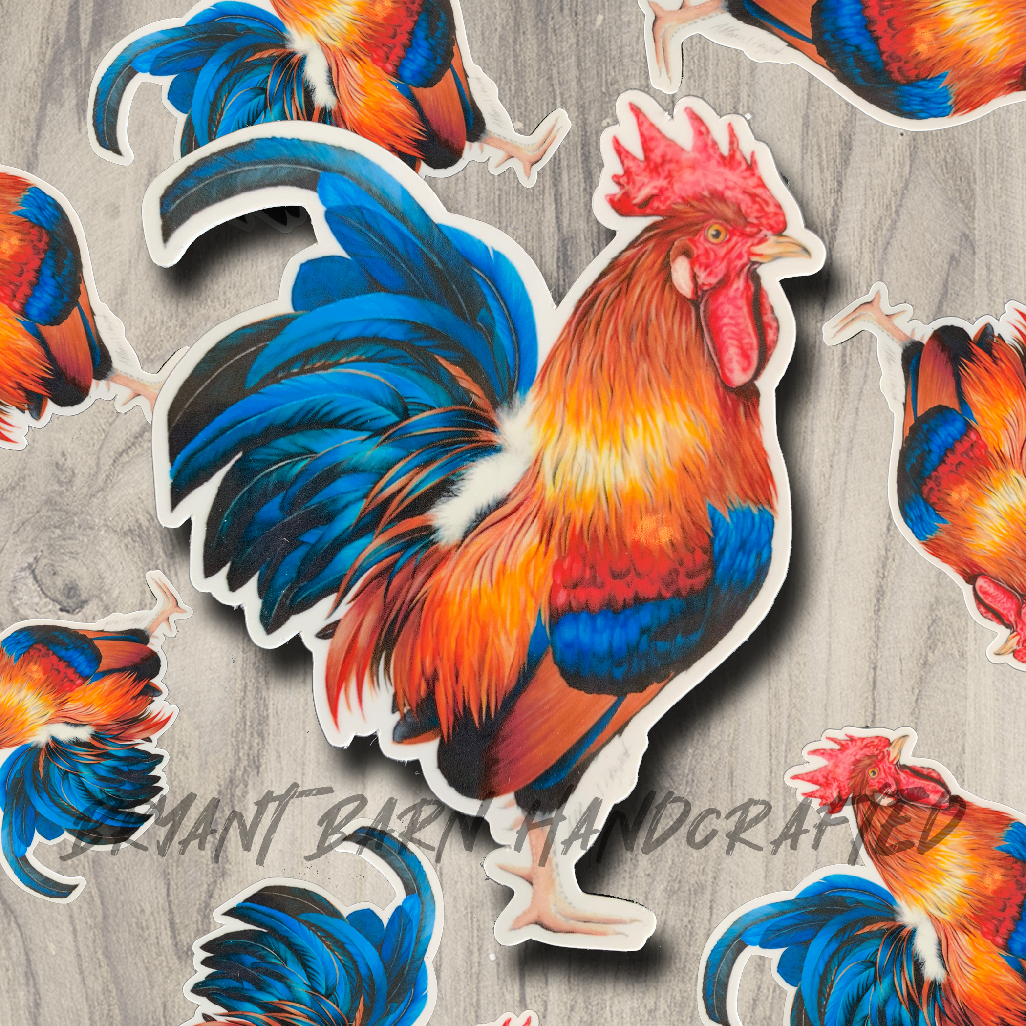 Rooster Vinyl Water Resistant Sticker for Tumbler, Bike, Laptop, Flask, Planner etc.
