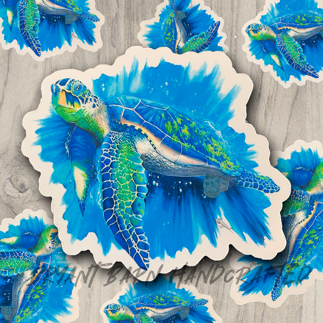 Turtle Vinyl Water Resistant Sticker for Tumbler, Bike, Laptop, Flask, Planner etc.