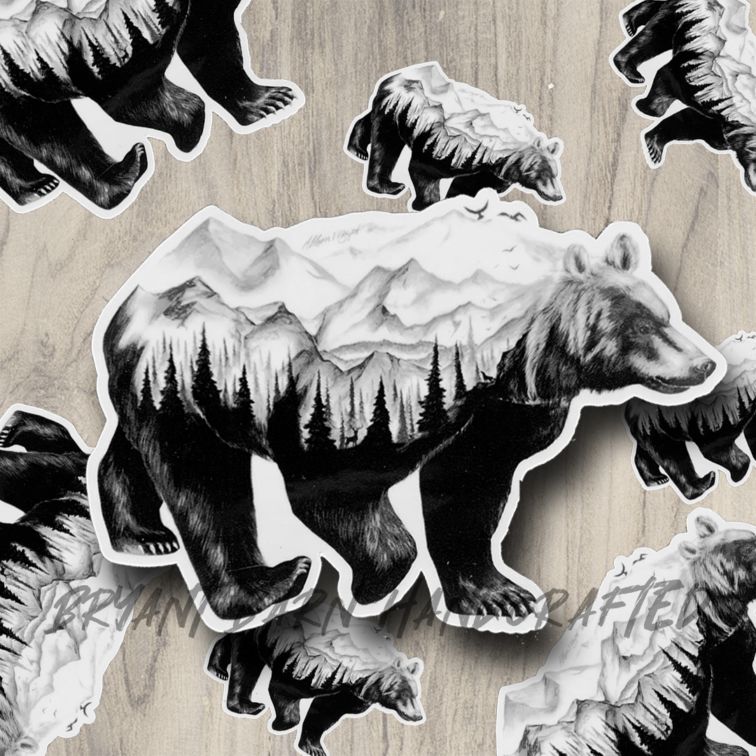 Black Bear Vinyl Water Resistant Sticker for Tumbler, Bike, Laptop, Flask, Planner etc.