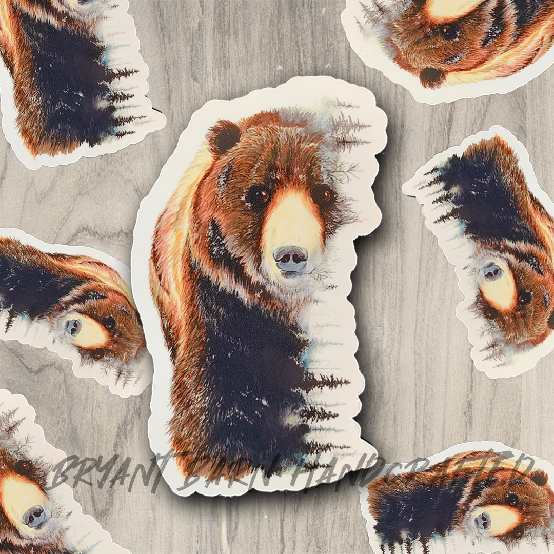 Brown Bear Vinyl Water Resistant Sticker for Tumbler, Bike, Laptop, Flask, Planner etc.