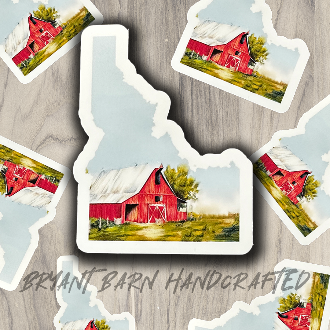 Idaho Red Barn Vinyl Water Resistant Sticker for Tumbler, Bike, Laptop, Flask, Planner etc.