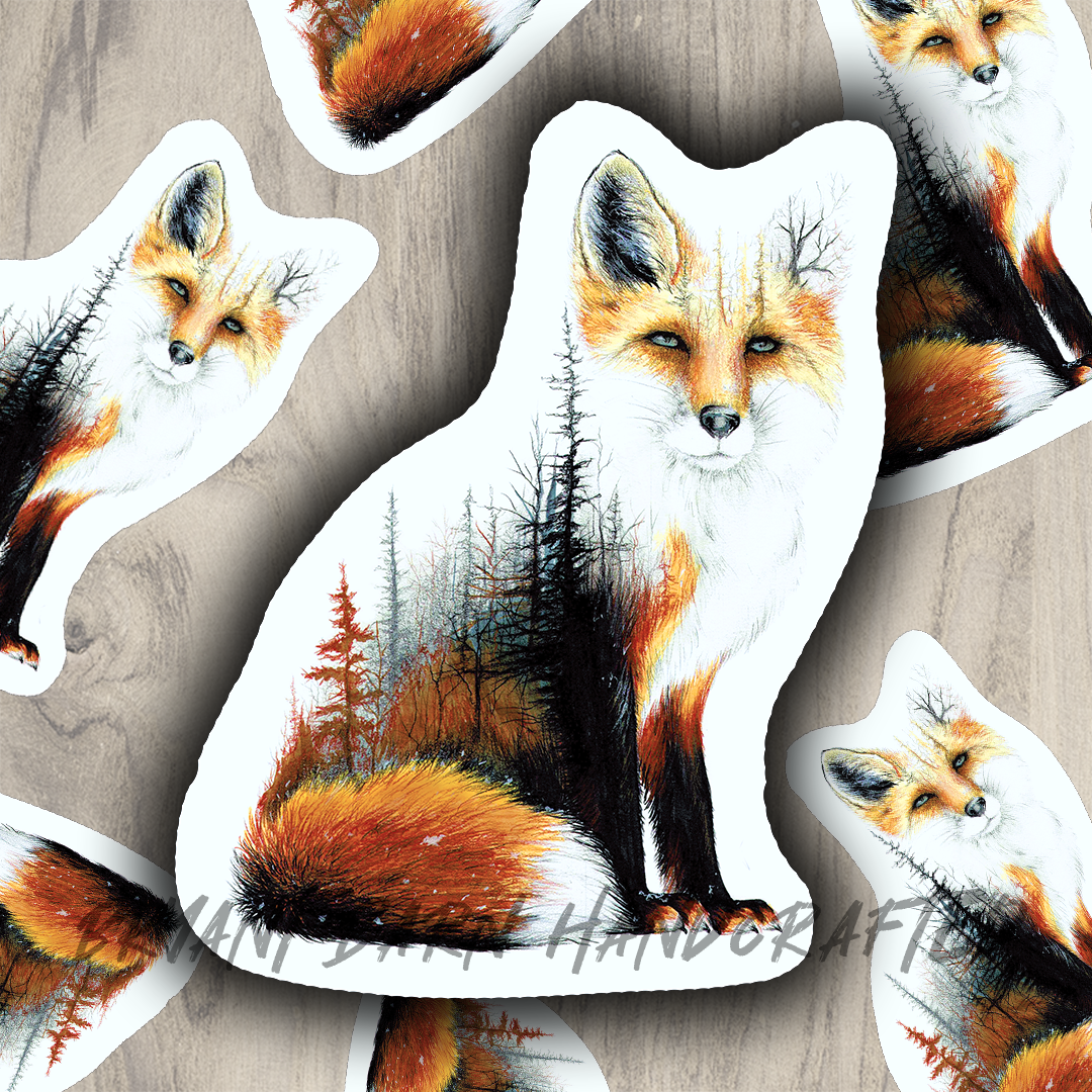 Red Fox Vinyl Water Resistant Sticker