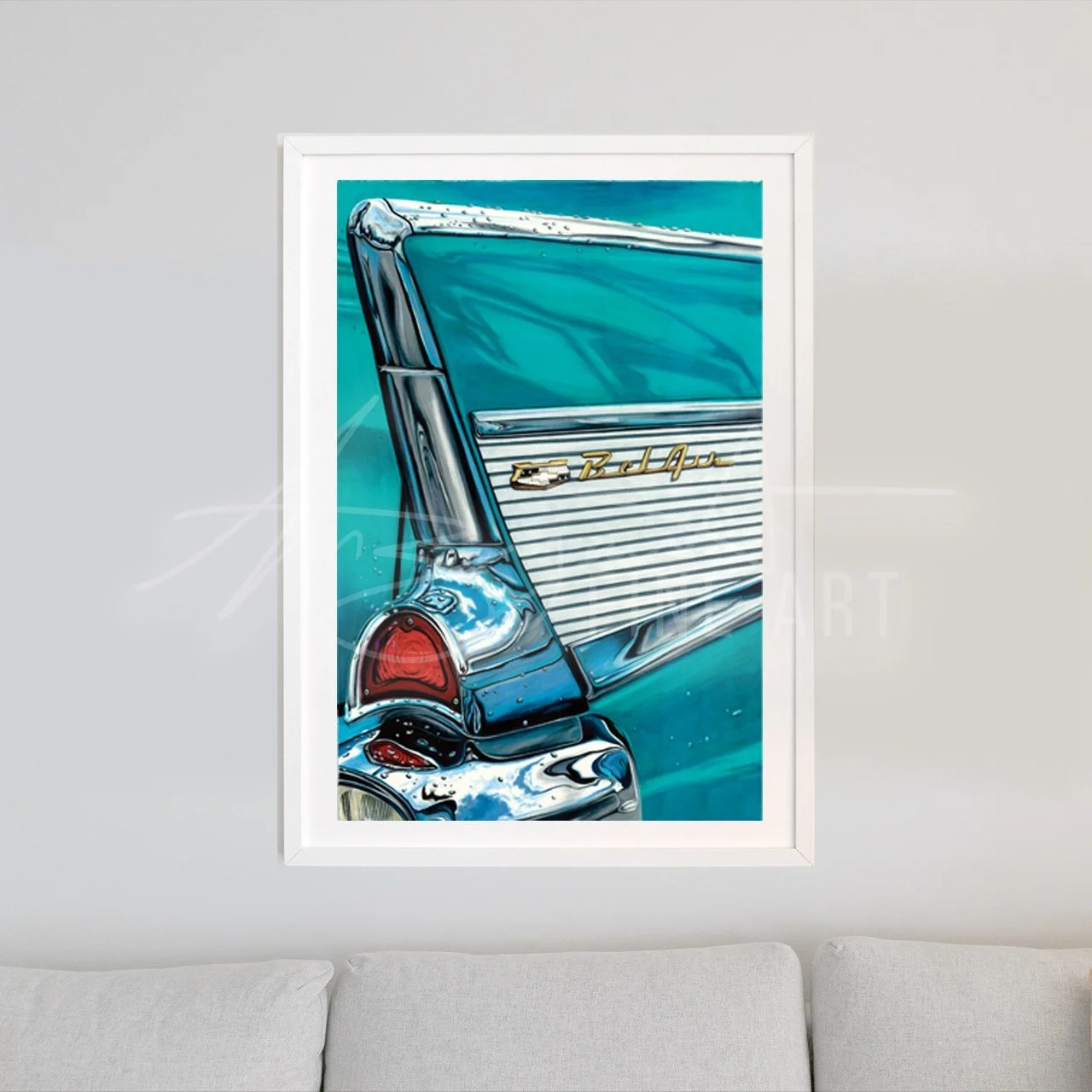 57+chevrolet+bel+air+vintage+car+fine+pencil+art+drawing+in+white+frame+over+couch+large.jpg