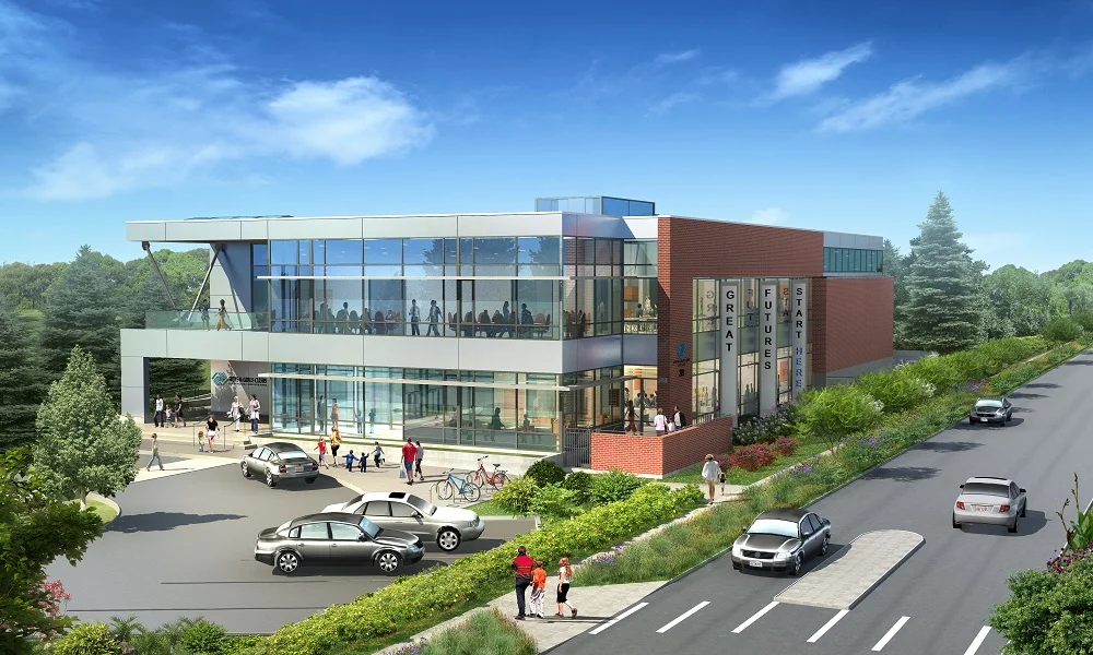 The new Bellevue Boys & Girls Club Main Clubhouse on 100th Ave in Downtown Bellevue.