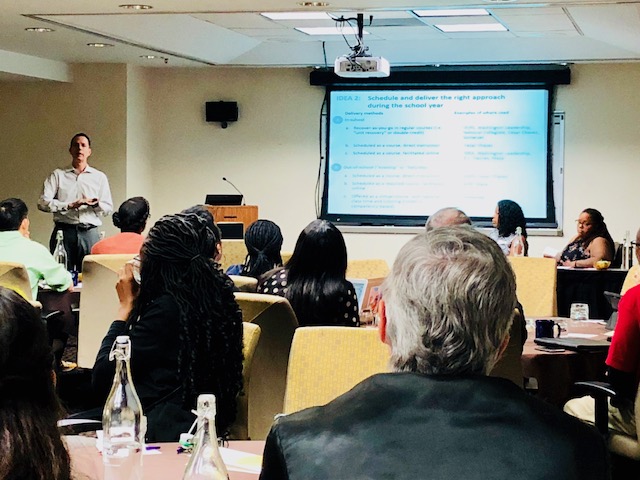 Paul Kihn, independent consultant, speaks about ideas for expanding access to credit recovery in one of the day's workshops.