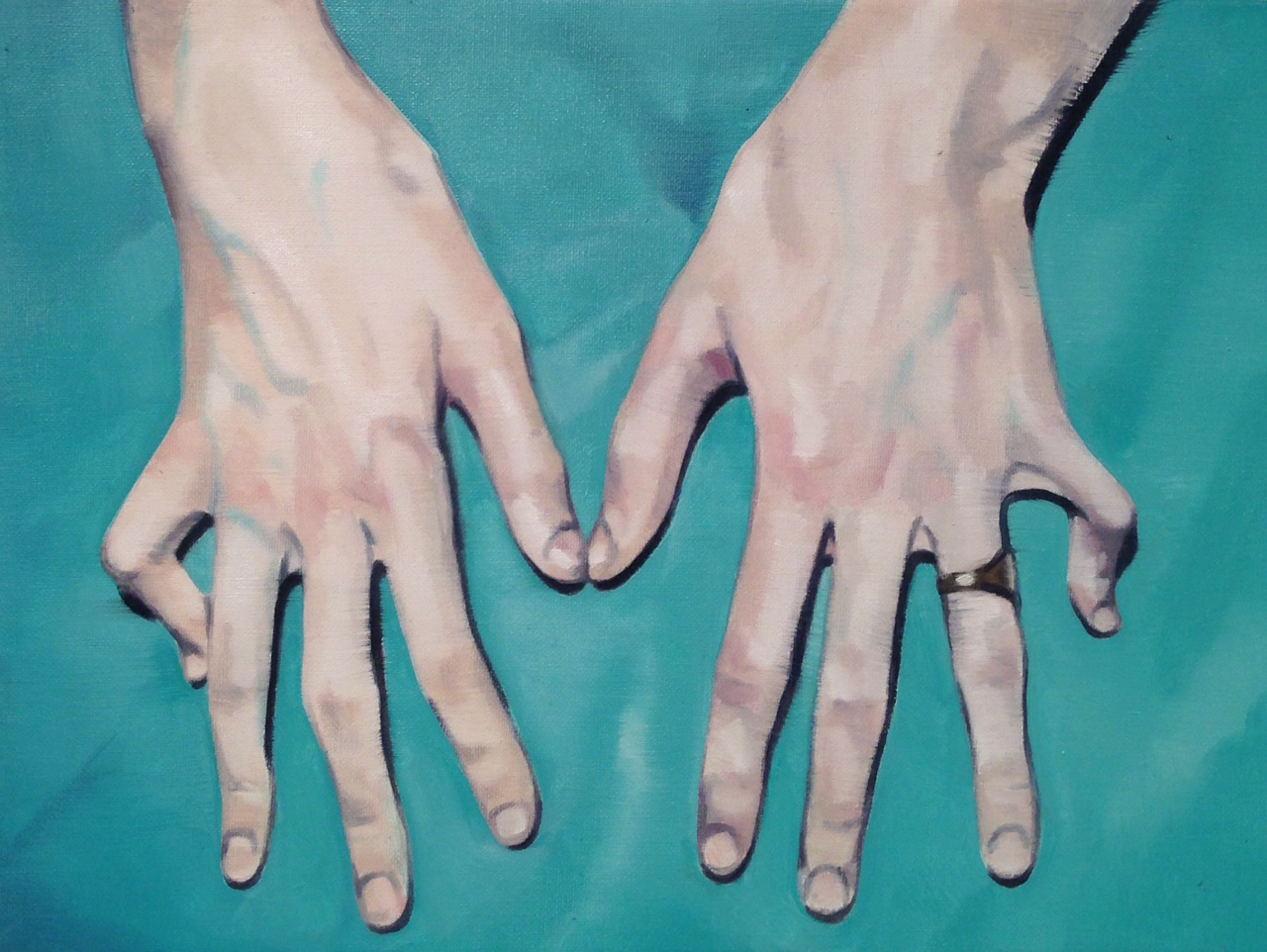HANDS, 16" x 12" oil on canvas. 2014