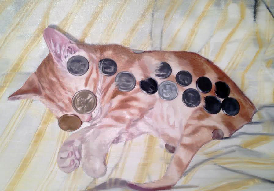 PLAY DEAD KITTEN, 31" x 20.5" oil on canvas. 2014