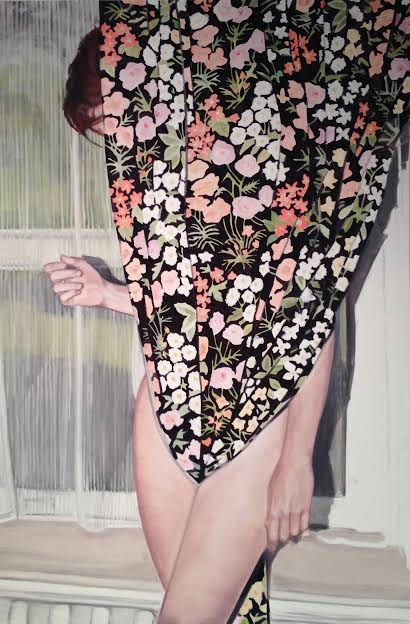CURTAIN GIRL ( BASED ON A VIVIANE SASSEN PHOTO), 36" x 54" oil on canvas. 2014
