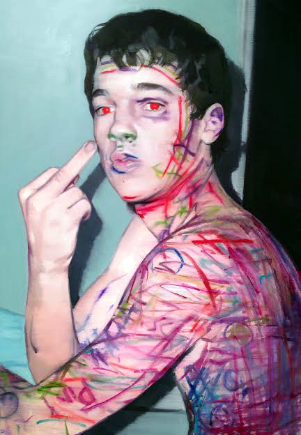 DRUNK MARKER BOY, 28.5" x 42" oil on canvas. 2014