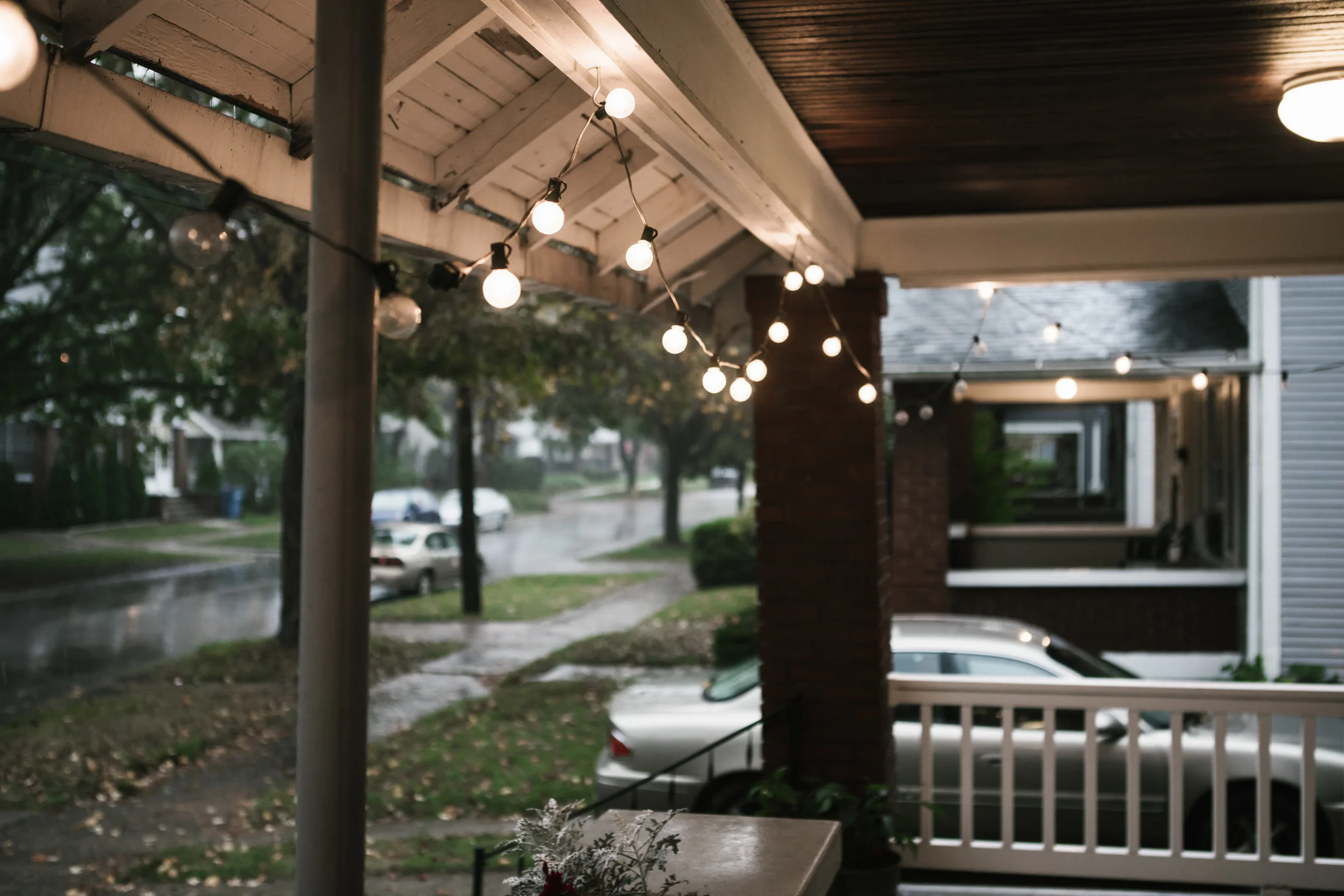 Rainy porch view